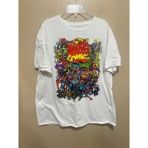 Marvel Comics T-Shirt White Graphic Print Superhero Comic‎ Book Large